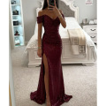 Stage performance crystal sleeveless evening gown