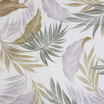 Customizable 100% Linen Fabric: White Boho Palm Printed Curtains and Textiles for Fashion and Home Decor