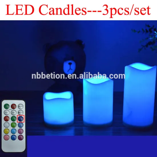 LED candle with remote control 3pcs flameless remote control candles Color Changing Candle with Remote Control led candle