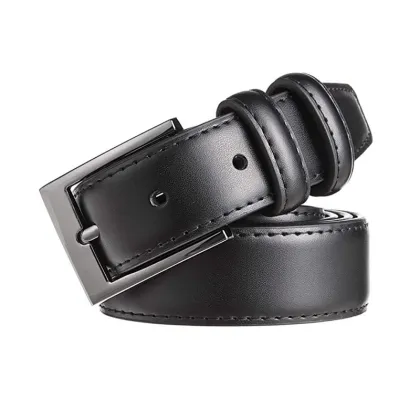 Men's Business Luxury Leather Gift Set: Buckle Belt with Bonus Card Holder