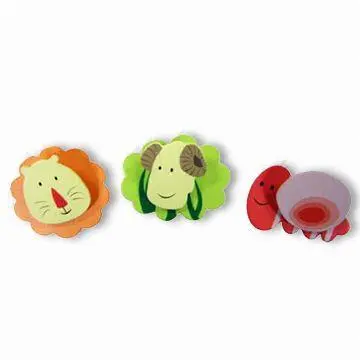 File Clips with Magnet, Made of Solid Wood and Metal Spring with Vivid Cartoon Designs
