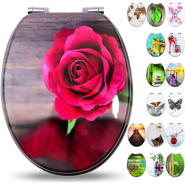 Wooden Toilet Seat-Durable MDF Toilet Seat with rose-pattern