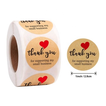 Personalized Heart-Shaped Thank You Labels - Red Kraft Paper Bakery Stickers