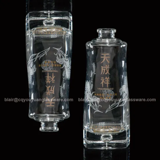 Custom Design Clear 500ML Liquor Bottle Glass Flint Shaped Glass Bottle
