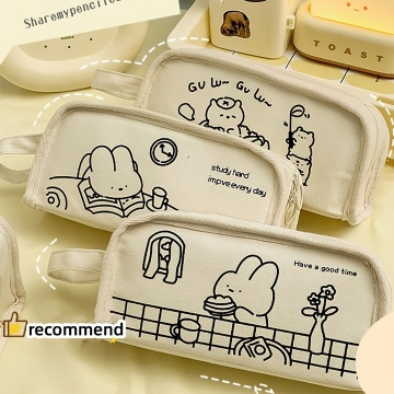 Nette Cartoon Bleistiftkoffer mit großer Kapazitätsnetztasche