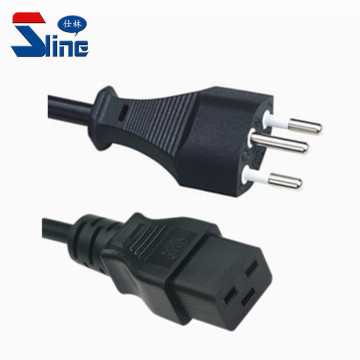 Swiss T12 Power Cord Plug: IEC 320 C19 Female, 10A 250V SEV Approved