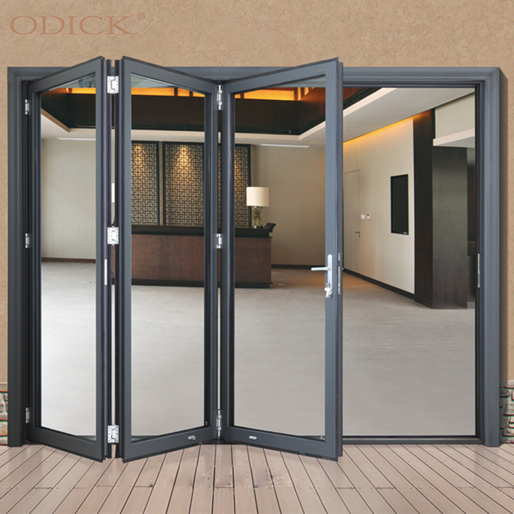 Pannello pieghevole scorrevole a doppio vetro Odick Pannello pieghevole pieghevole Porta di vetro Originale Design anteriore esterno esterno 2-8 moderno5 ODICK Double Glazed Sliding Folding Panel Foldable Graphic Design Glass Door Original Front Outdoor Design Exterior 2-8 Modern5