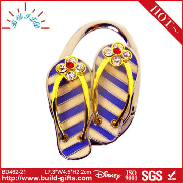 metal shoe shape portable bag hook diamante hook with key finder