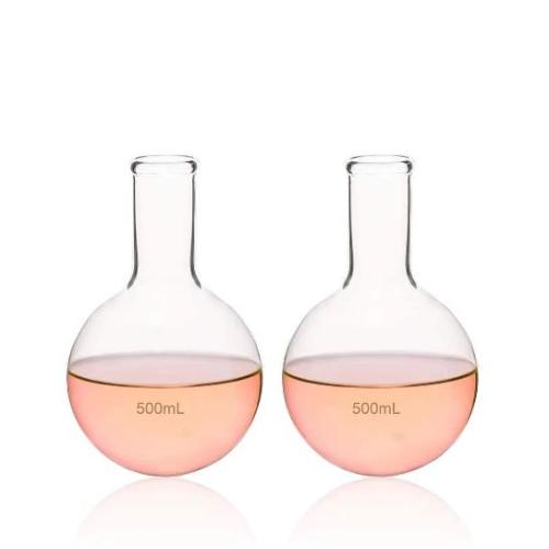 Long narrow neck round glass boiling flask 50ml