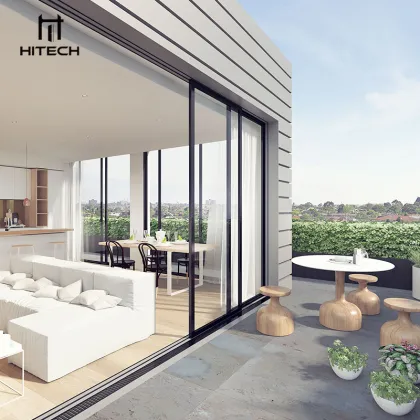Hitech Australia Black Double Glazed Sliding Door - Low E Glass Soundproof Exterior Patio Aluminum Sliding Door