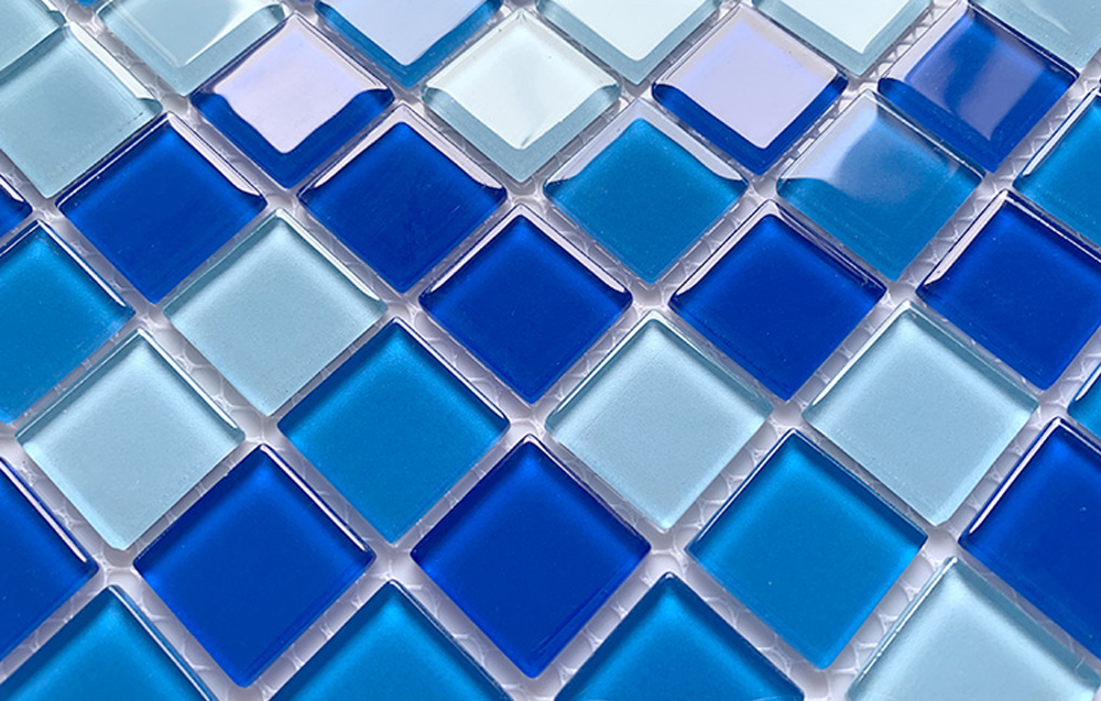 Crystal Blue Glass Pool Tiles
