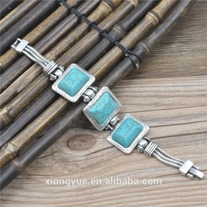 Handmade Fashion Jewelry Agate Alloy Turquoise Bracelet