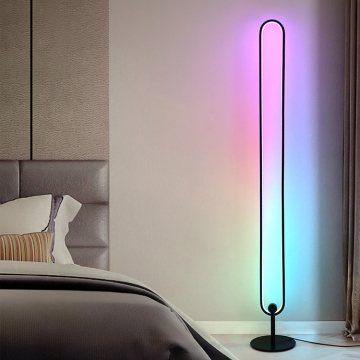 LED Nordic minimalist RGB Warna Lampu Lantai berbentuk U untuk ruang tamu dan bilik tidur dimming suasana cahaya