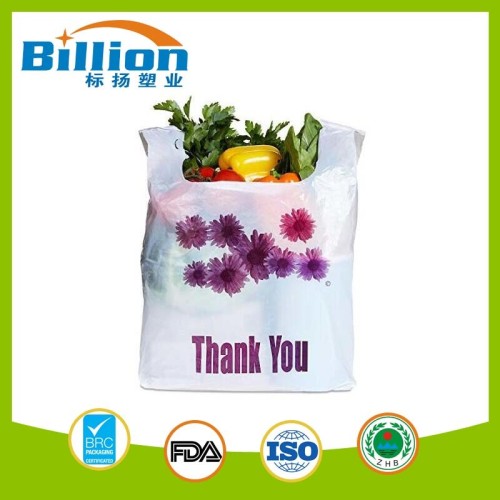 White Plastic Vest Bag with Thank You Printing Carrier Bags