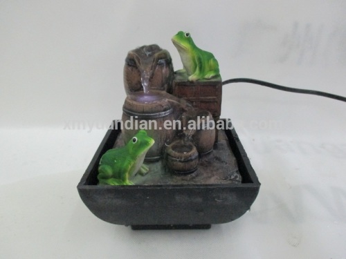 Resin table water fountain with two frogs & four buckets