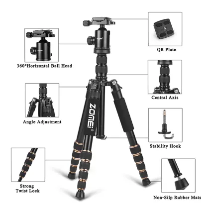 Lightweight Professional Fashion Tripod with 360 Panorama Ball Head for Hiking and Hunting