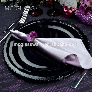 Black beaded glass charger plates wholesale                        
                                                Quality Assured
