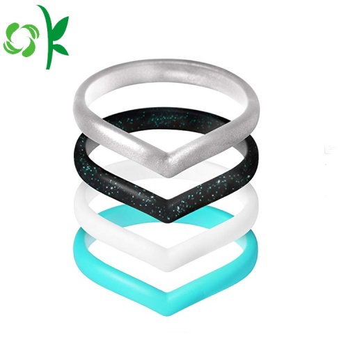 Populära hjärtformade silikon ringar bröllop elastisk kärlek ring