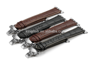 For Apple watch 22mm 24mm Calf leather watch band for 38mm 42mm Apple watch case with silver buckle