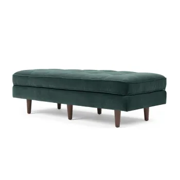 Stylish Mid-Century Velvet Ottoman with Wood Legs - Perfect for Adding Elegance to Your Living Room