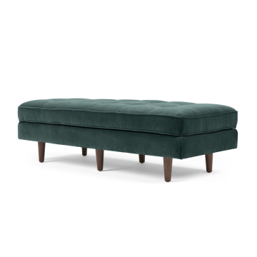 Stylish Mid-Century Velvet Ottoman with Wood Legs - Perfect for Adding Elegance to Your Living Room