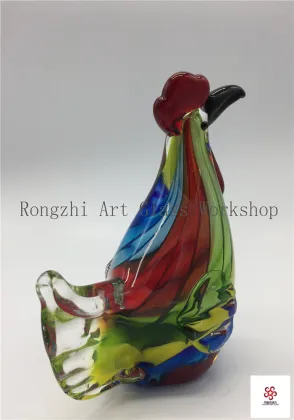 Colorful Rooster Glass Sculpture