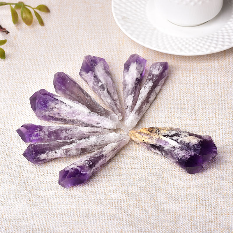 1PC Natural Amethyst Quartz Cluster Crystal Wand Point Raw Crystals Mineral Specimen Healing Stone Home Decoration Ornaments