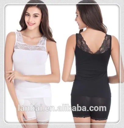 2015 Hot sale woman polyester spandex lace slimmer shaper topshop sleeveless shirt