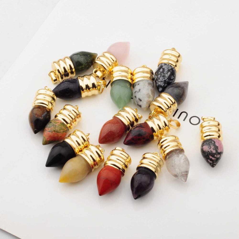 SP0222G lamp bulb semi precious stone pendant