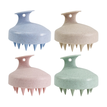 Custom Biodegradable Wheat Straw Soft Silicone Bristle Scalp Massager