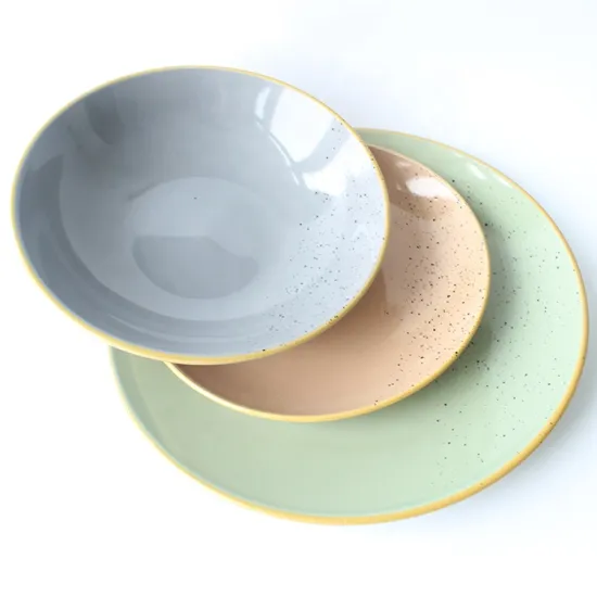 Luxury Porcelain Coloful 18pcs Color Glazed Dinnerware Set