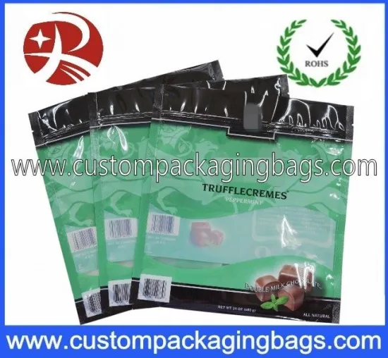 Repeatable Seal Window Plastic Food Packaging Bags / Chocolate Packaging Bags