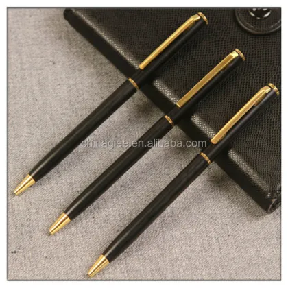 Hilton Marriott Hotel Promotional Gold Metal Slim Twist Ballpoint Pen