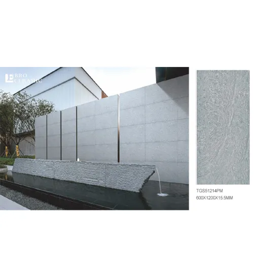 Gray Gres Porcellanato 15.5mm Thick Outdoor Wall Tiles 600x1200mm