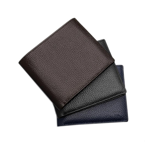 Customized logo Genuine Leather Men's Wallet with Windows