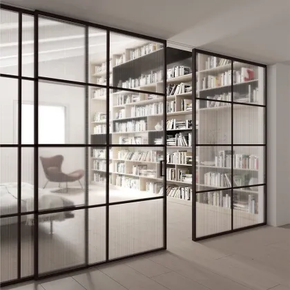 Powder Coated Telescopic Sliding Mirror Door Aluminum Glass Sliding Door