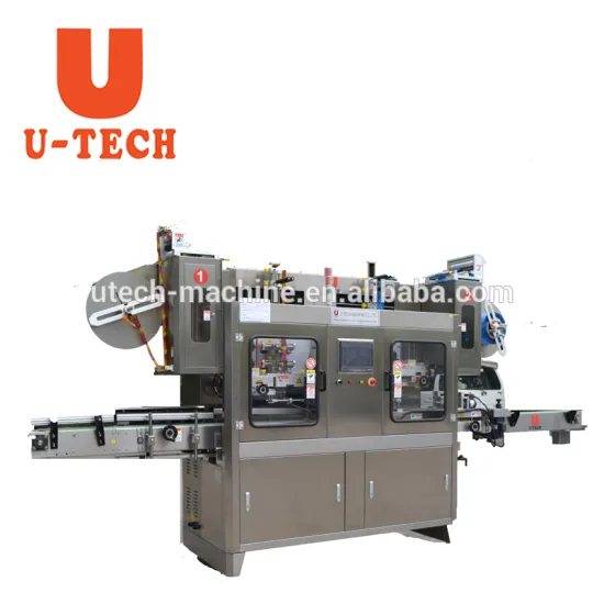 Automatic plastic bottle double head sleeve shrink labeling machine for bottle and cap