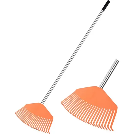 Long Adjustable Handle Garden Rake: Perfect Tool for Leaf Collection and Yard Maintenance