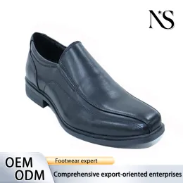 Sleek Black Leather Slip-On Shoes for Men