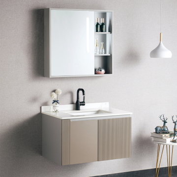 Tầng đứng Basin và tủ phòng tắm được đặt màu nâu nhạt