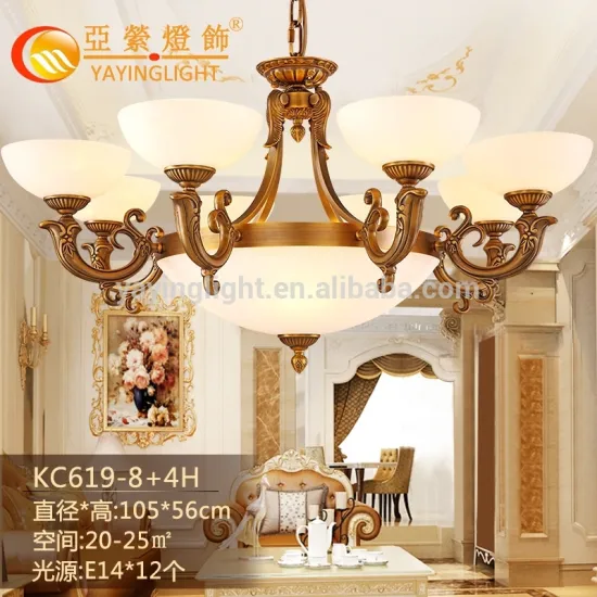 The new European copper marble chandelier, living room restaurant bedroom hotel engineering chandelier
