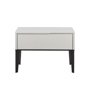 Hemdesign Risvit målning E1 MDF -bräde rostade Black Metal fötter Skåp Modern Nightstand Bedside Tables för hotell