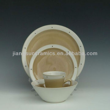 reactive glaze pots on the rim stoneware dinnnerware ceramic tableware western cutlery