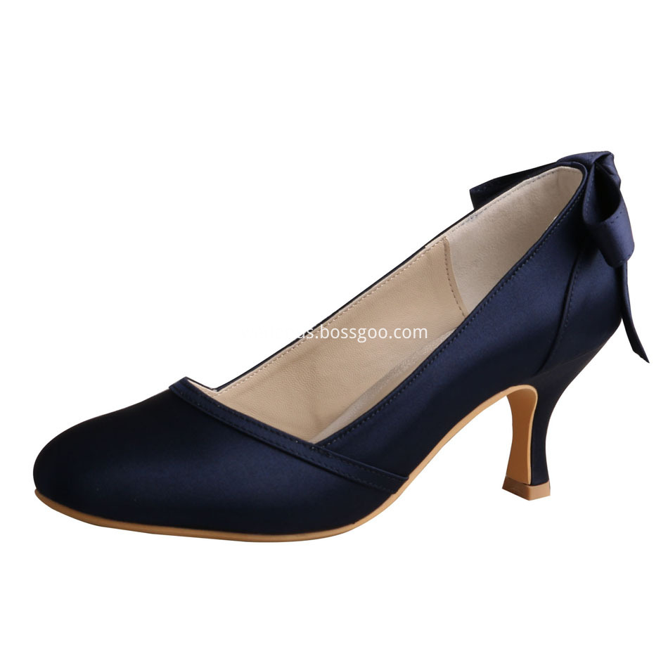 Navy Blue Satin Shoes Wedding