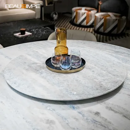 Elegant Blue & White Marble Dining Table Collection