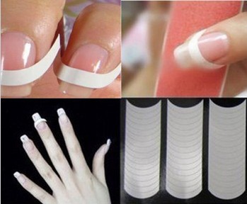 2Packs (96PCS ) White French Manicure Strip Nail Art Form Fringe Guides Sticker DIY Line Tips
