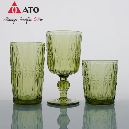 Mexican Style Handmade Vintage Embossed Green Colored Goblet