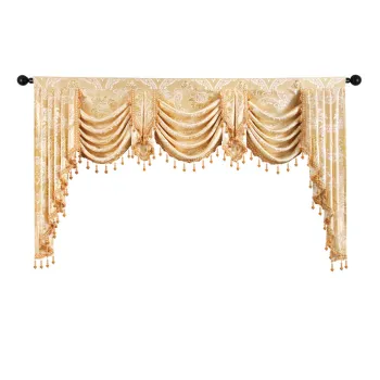 Custom European Luxury Jacquard Curtain Valance with Rod Pocket Top for Living Room