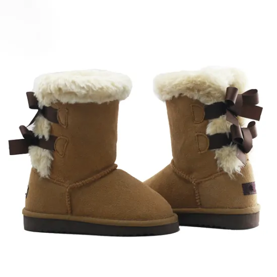 Girls Suede Short Winter Boots with Fur