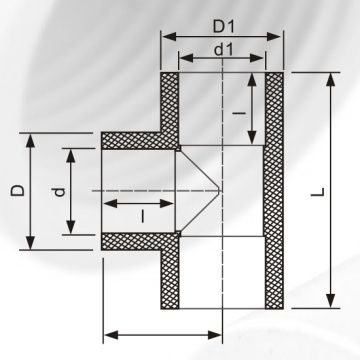 ASTM D2846 Bekalan Air Cpvc Mengurangkan Tee